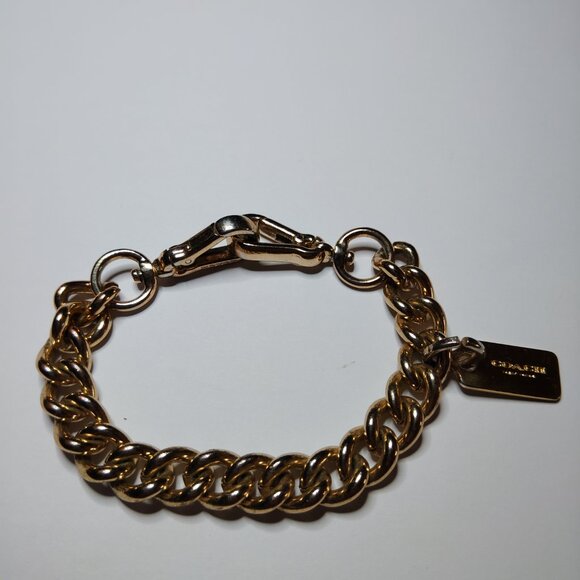 Coach Gold-Plated Bracelet 7.25" with Charm & Lobster Clasp - Very Good - Picture 4 of 5